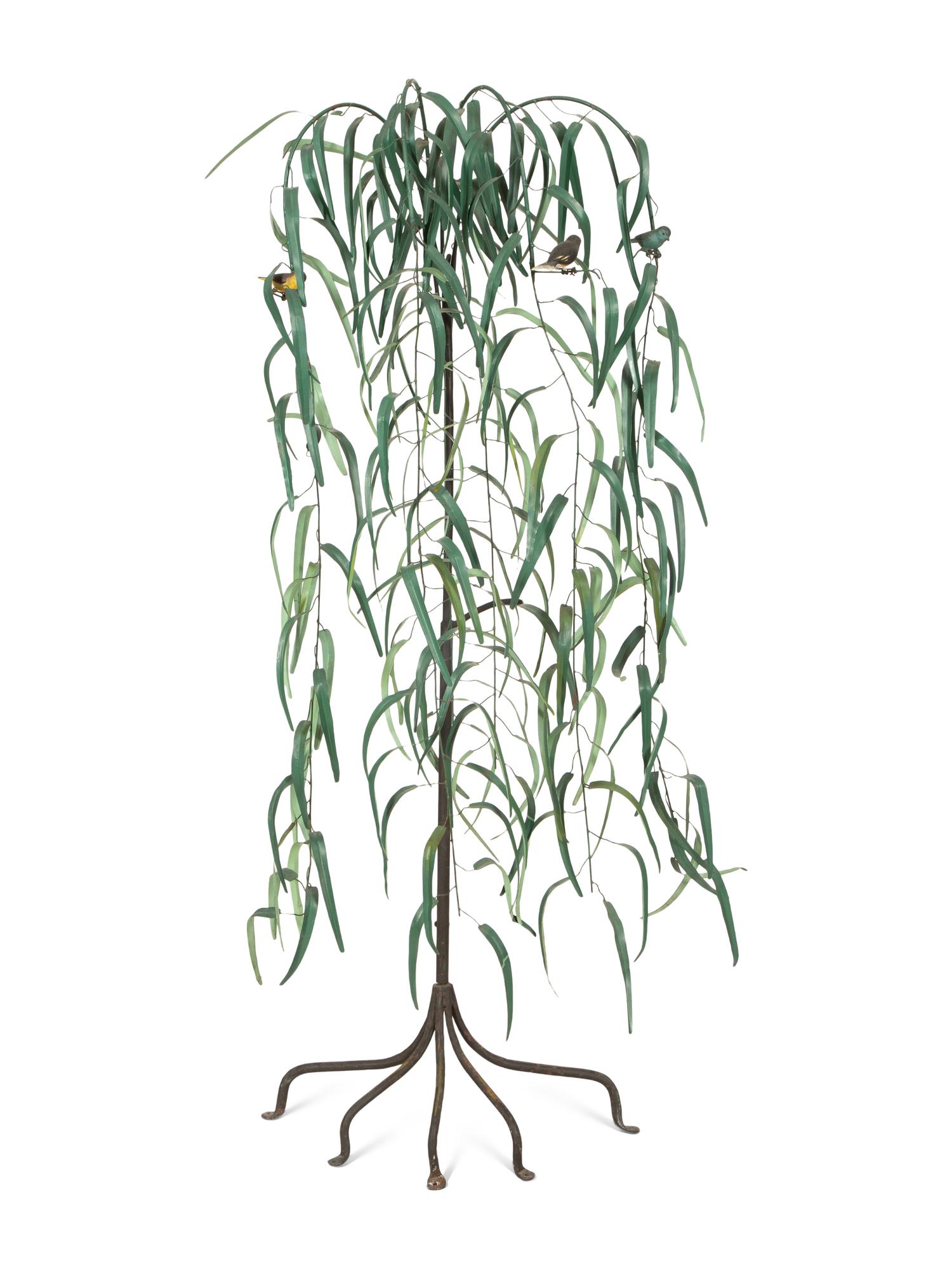 A Painted Tole Model of a Willow Tree