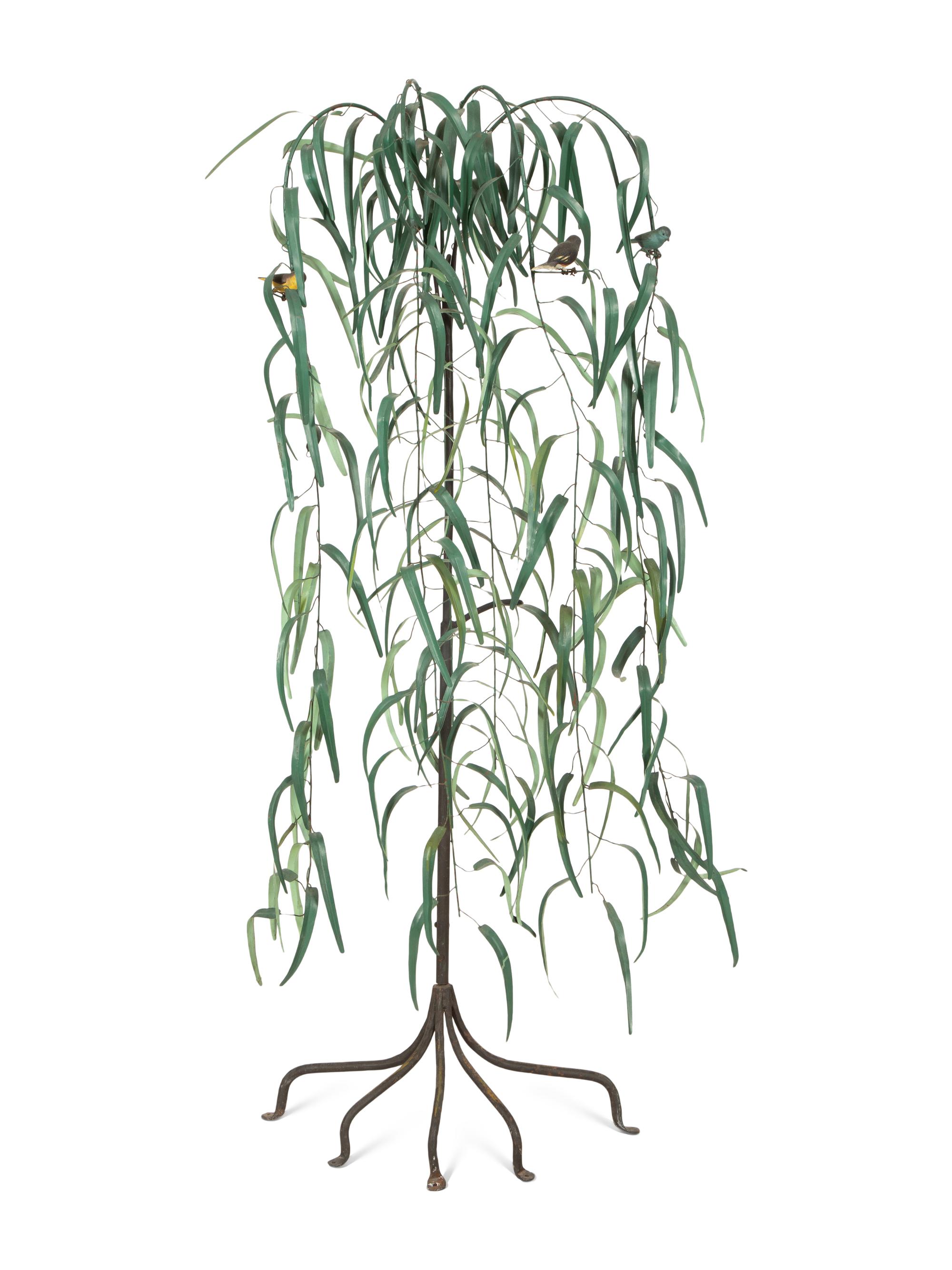 A Painted Tole Model of a Willow Tree