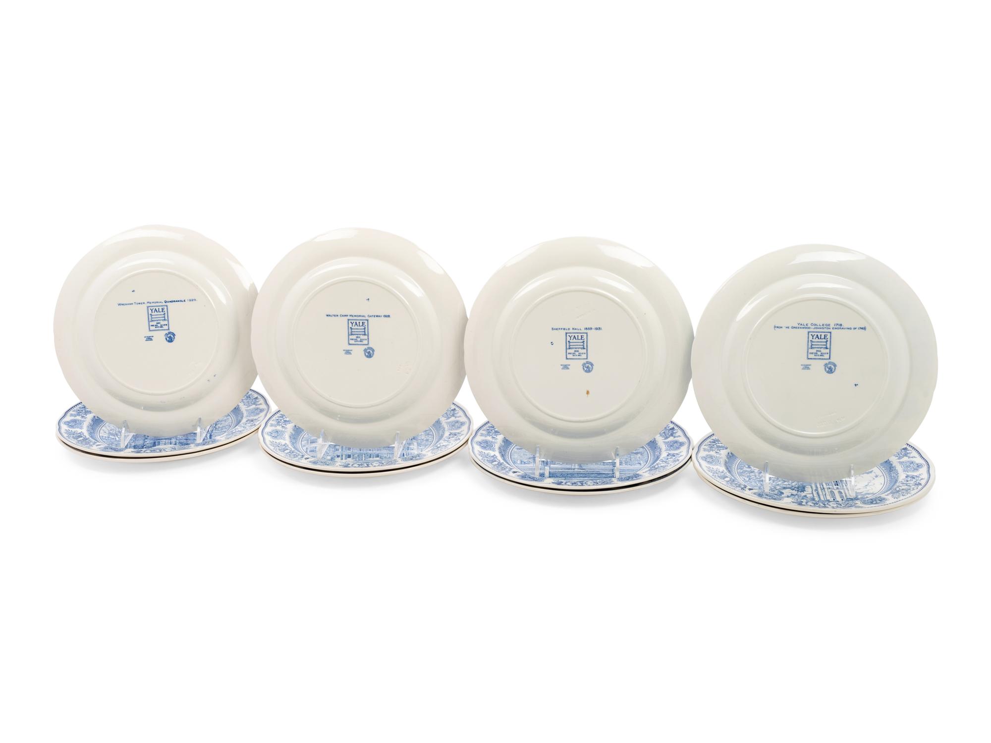 Twelve Wedgwood Dinner Plates of Yale University Interest