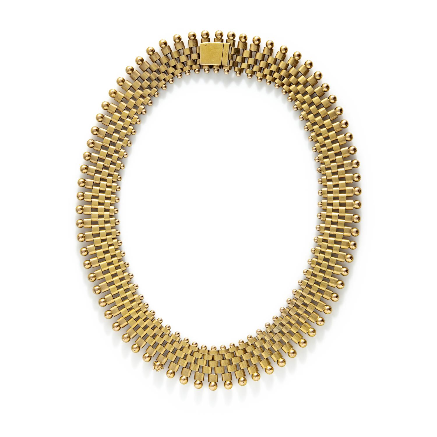 YELLOW GOLD FANCY LINK COLLAR NECKLACE