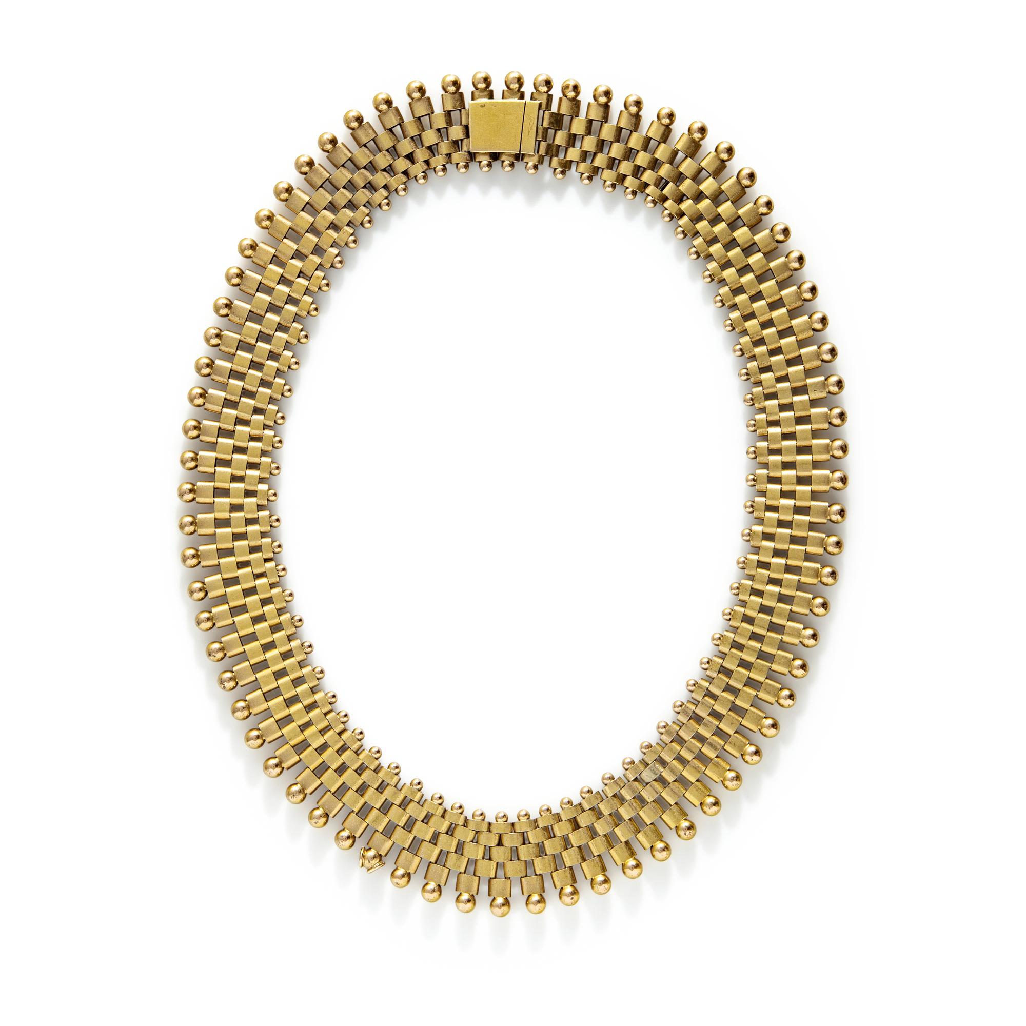 YELLOW GOLD FANCY LINK COLLAR NECKLACE