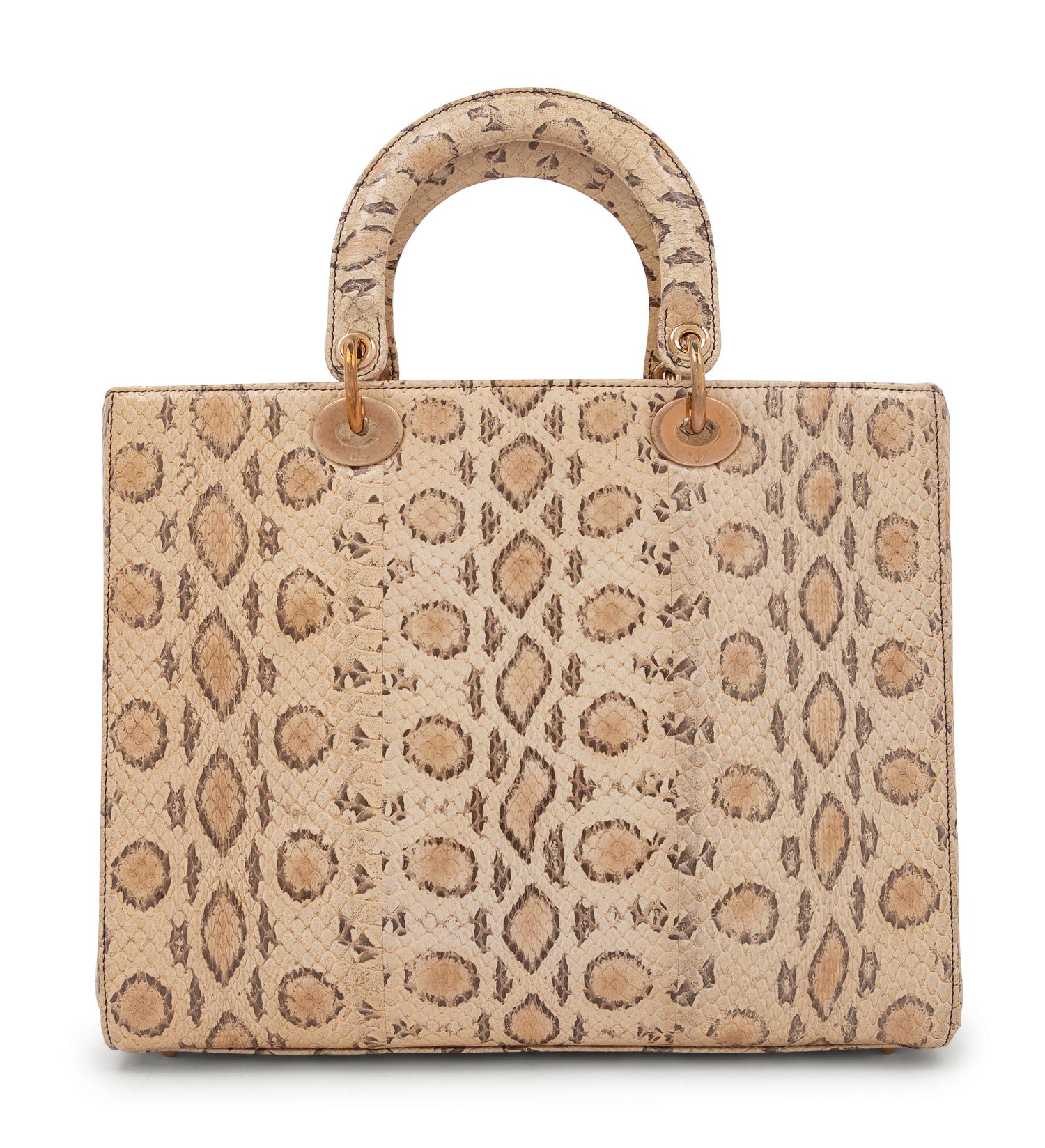 Christian Dior Tan Python Lady Dior Bag, 2019