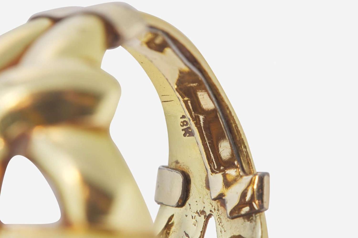 A Set of Matching 18K Italian Gold Ear Clips and Ring