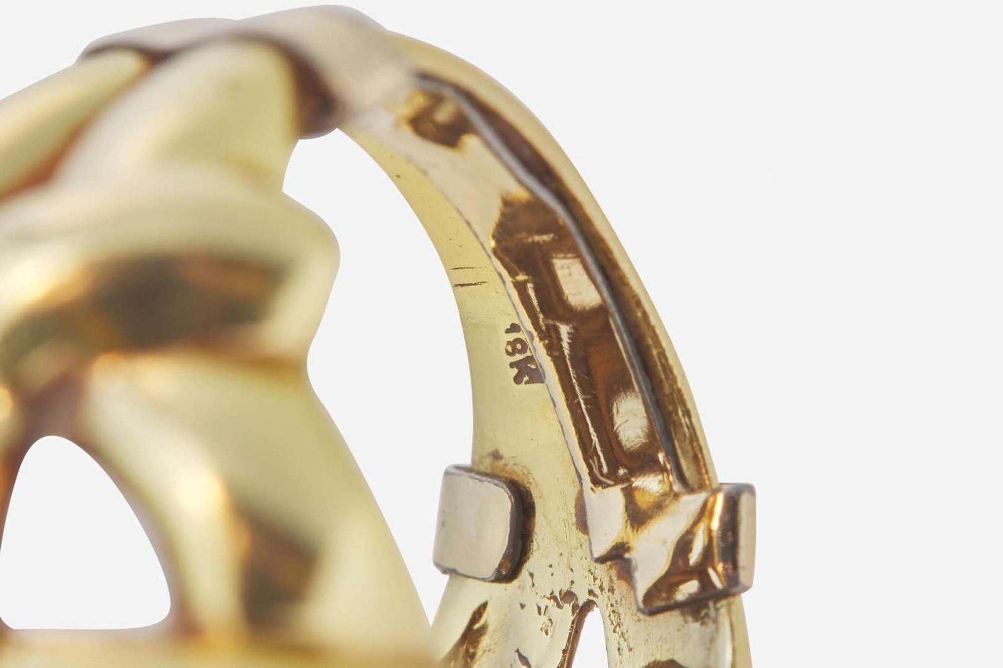 A Set of Matching 18K Italian Gold Ear Clips and Ring