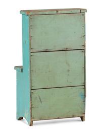 A Late Country Federal Blue Painted Pine Child's Step-Back Cupboard