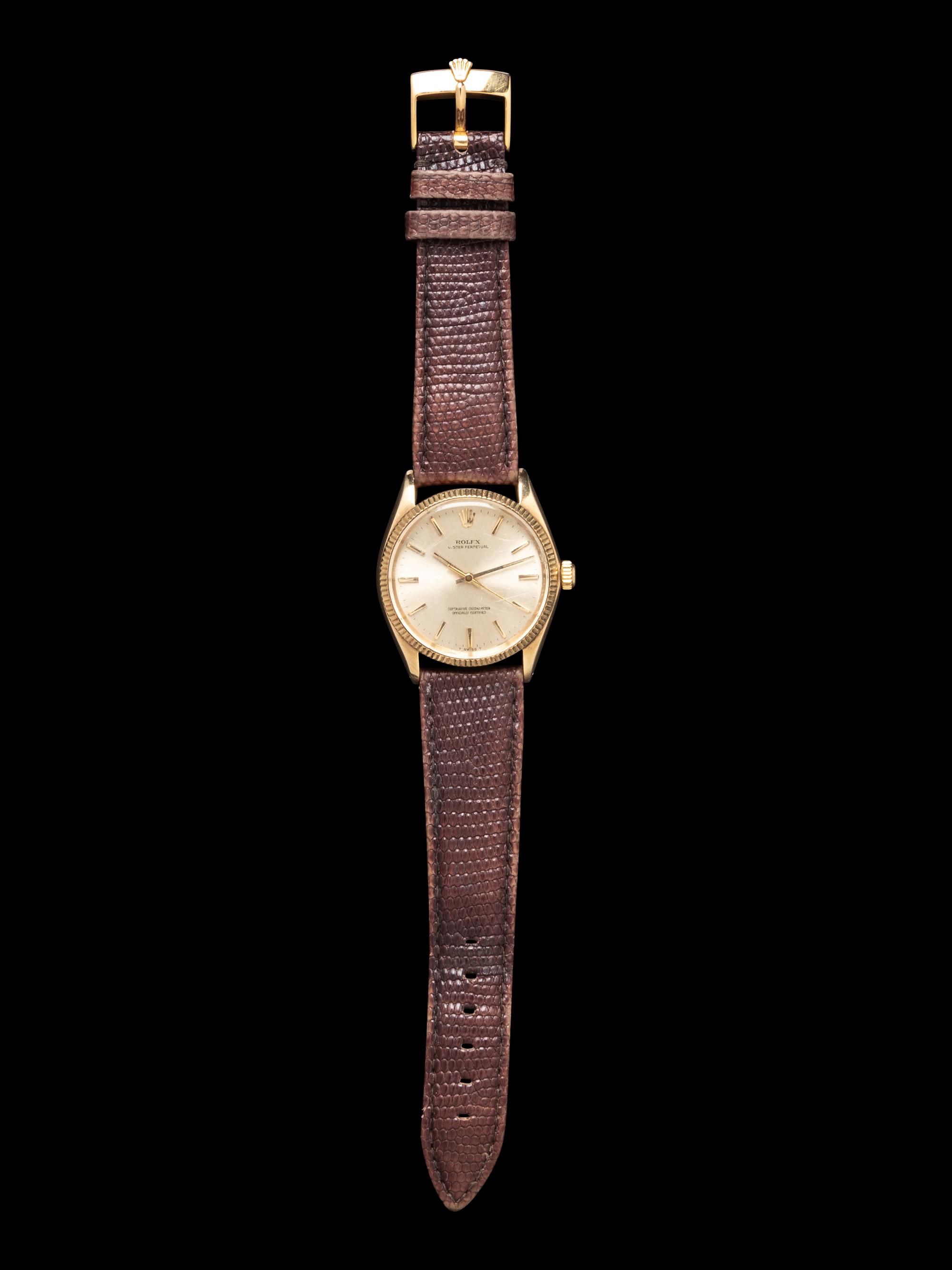 ROLEX, REF. 1005 18K YELLOW GOLD 'OYSTER PERPETUAL' WATCH
