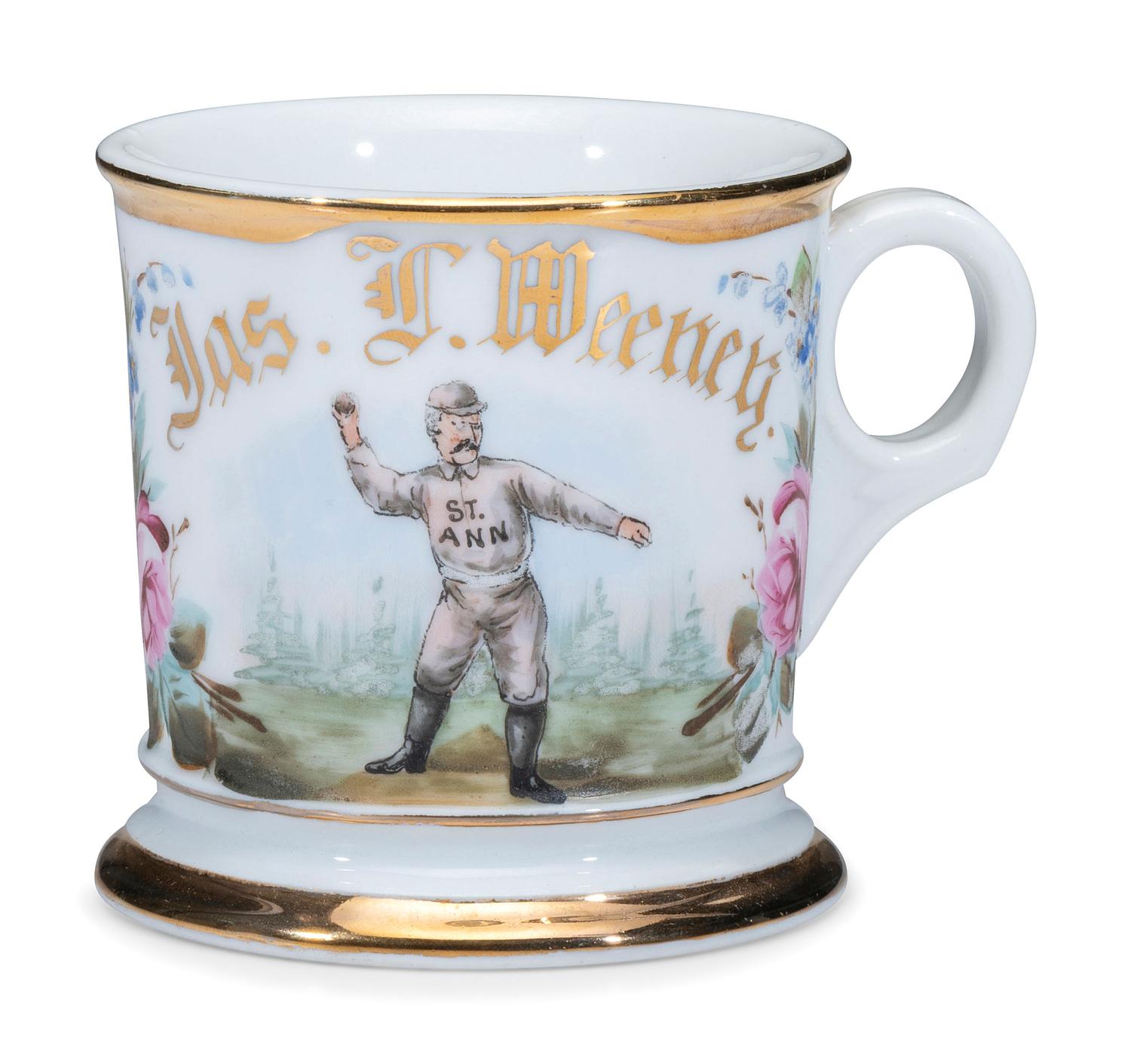 A Baseball Player's Porcelain Occupational Shaving Mug