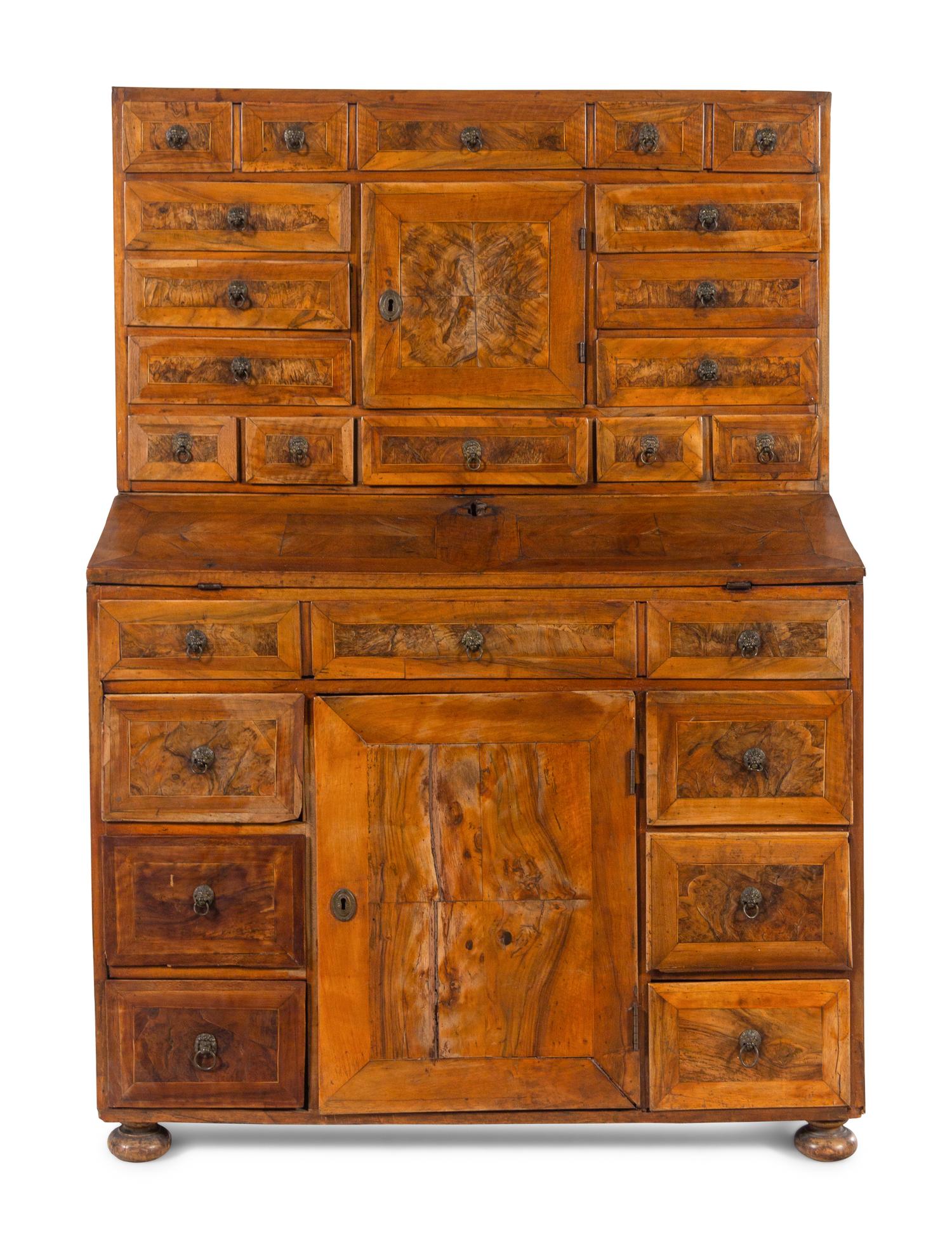 A Continental Burl Walnut Tabernacle Bureau