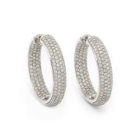 Pavé Diamond and White Gold Inside-Out Hoop Earrings