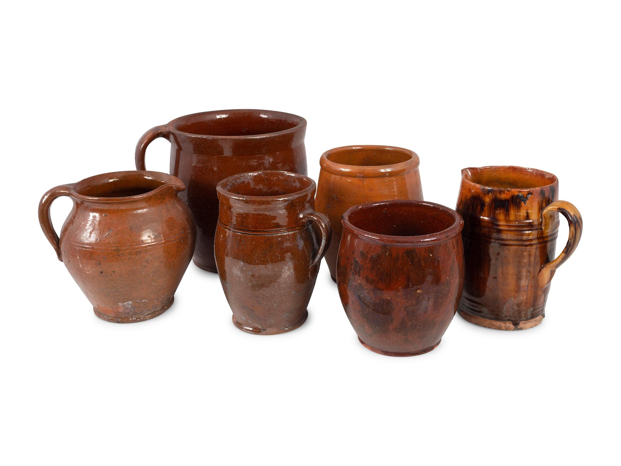 Six Redware Vessels
