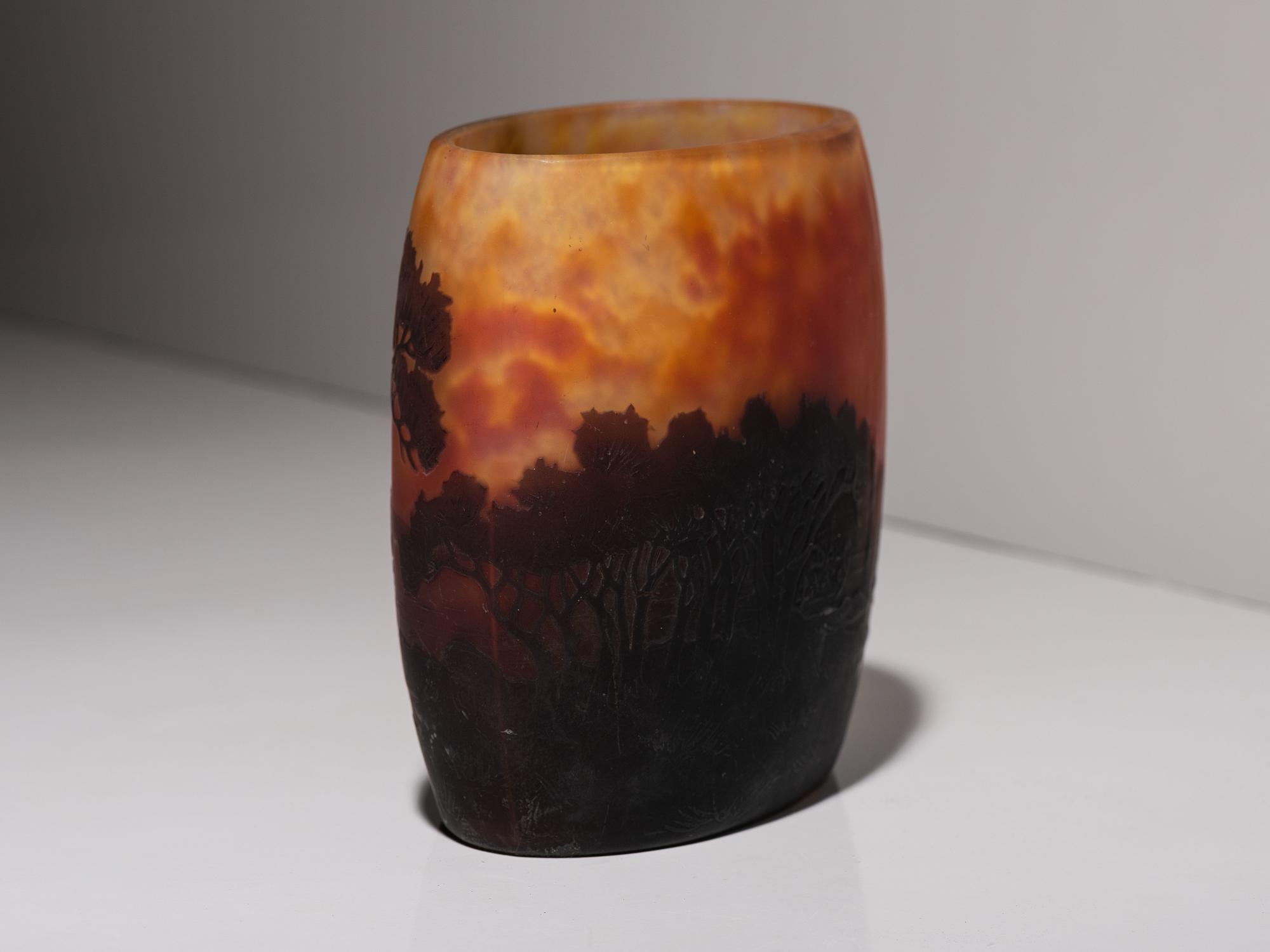 A Daum Cameo Glass Scenic Vase