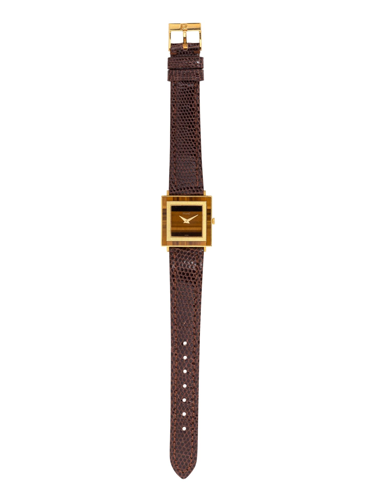 PIAGET, 18K YELLOW GOLD AND TIGER'S EYE WRISTWATCH