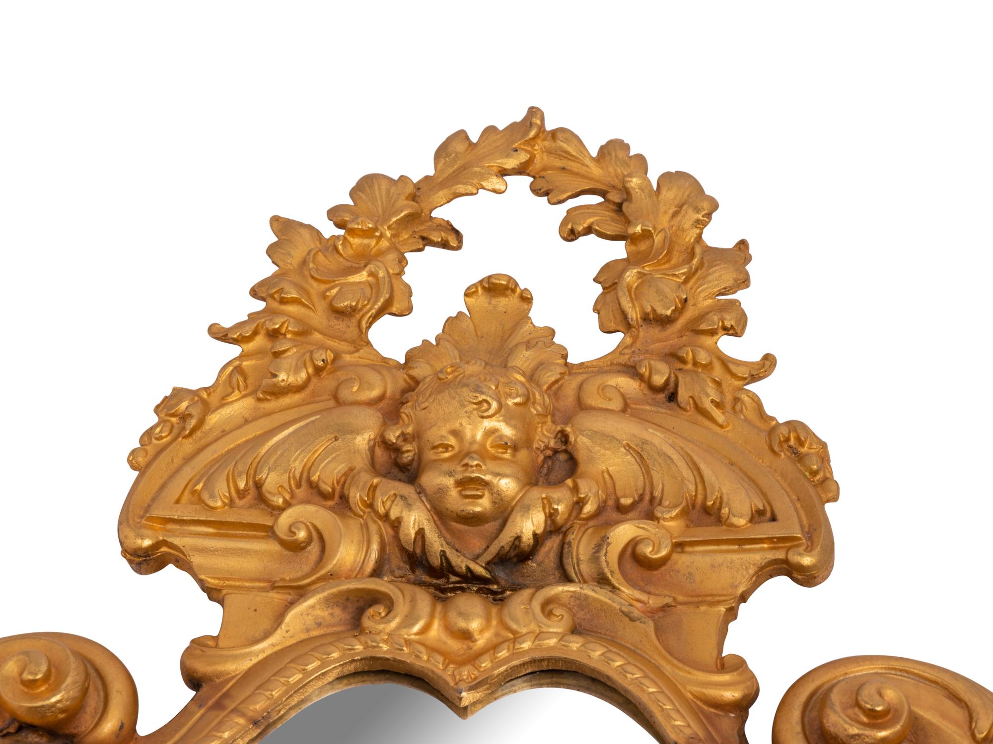 A Pair of French Neoclassical Style Gilt Metal Girandole Mirrors