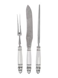 A Georg Jensen Silver Three-Piece Carving Set