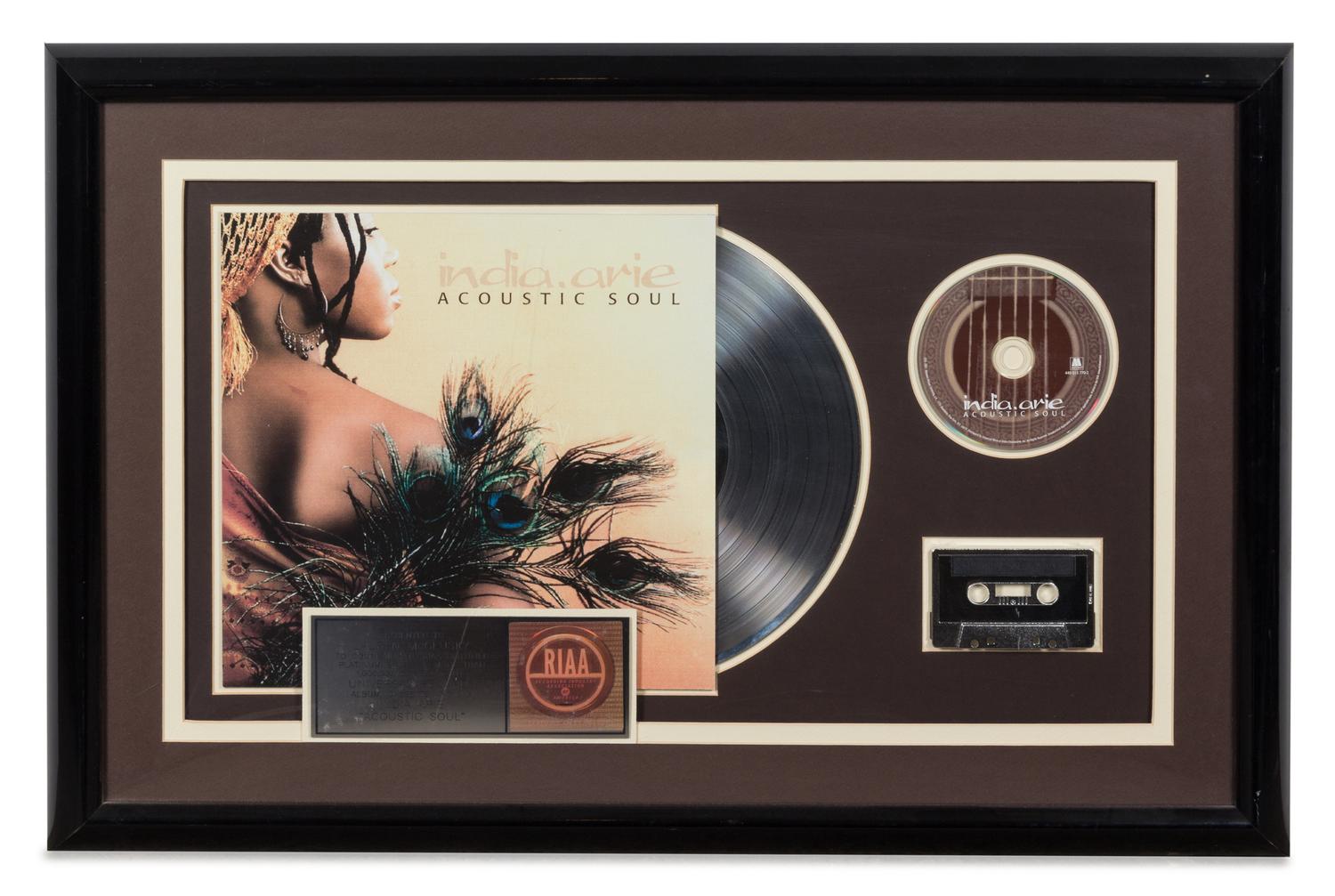 An India Arie: Acoustic Soul RIAA Certified Platinum Album 20 1/2 x 31 inches.