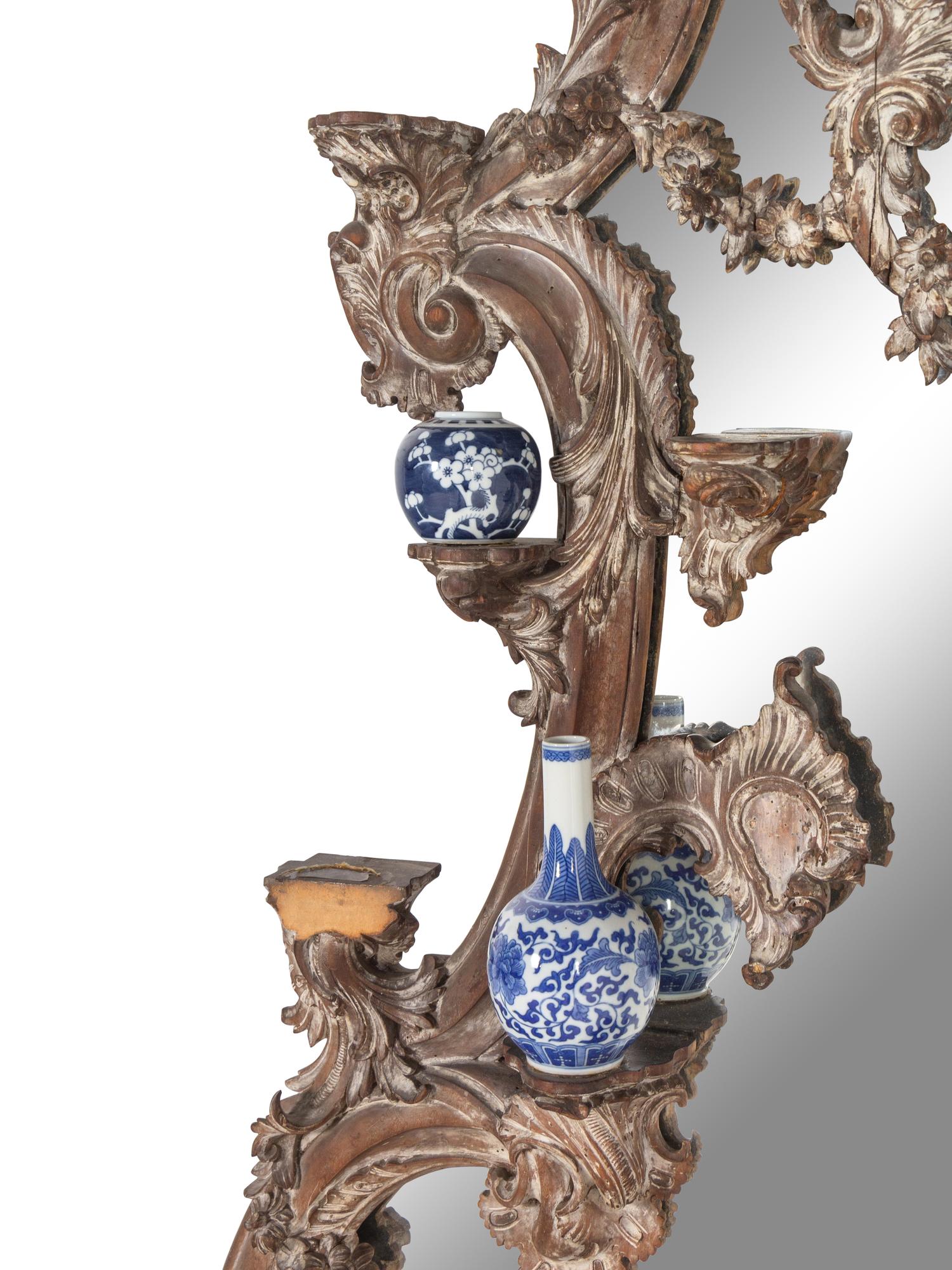 A George III Style Carved and Painted Overmantel Mirror