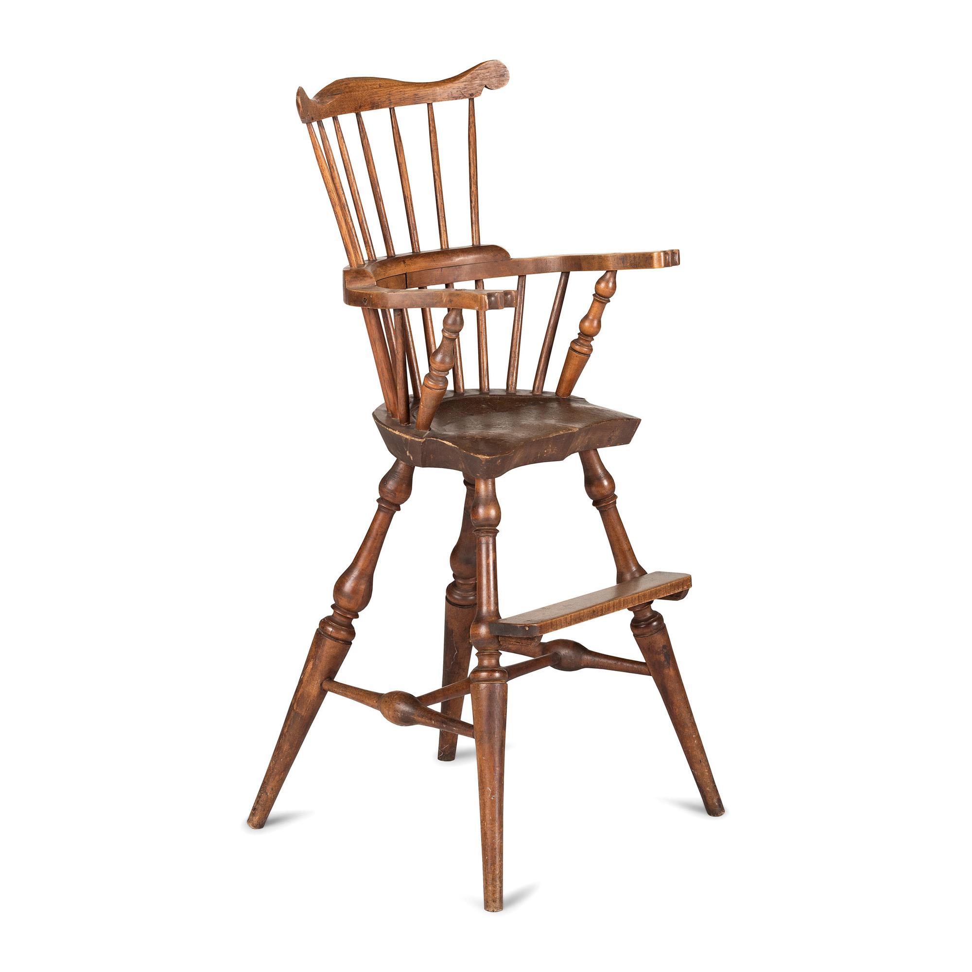 A Comb-Back Knuckle-Arm Compass Seat Windsor Child’s High Chair