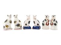 Six Staffordshire Glazed Earthenware Cats
