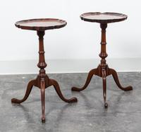 A Pair of Chippendale Style Mahogany Candle Stands Height 19 x diameter 11 inches. — 20TH CENTURY
