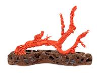 A Chinese Carved Coral Figural Group