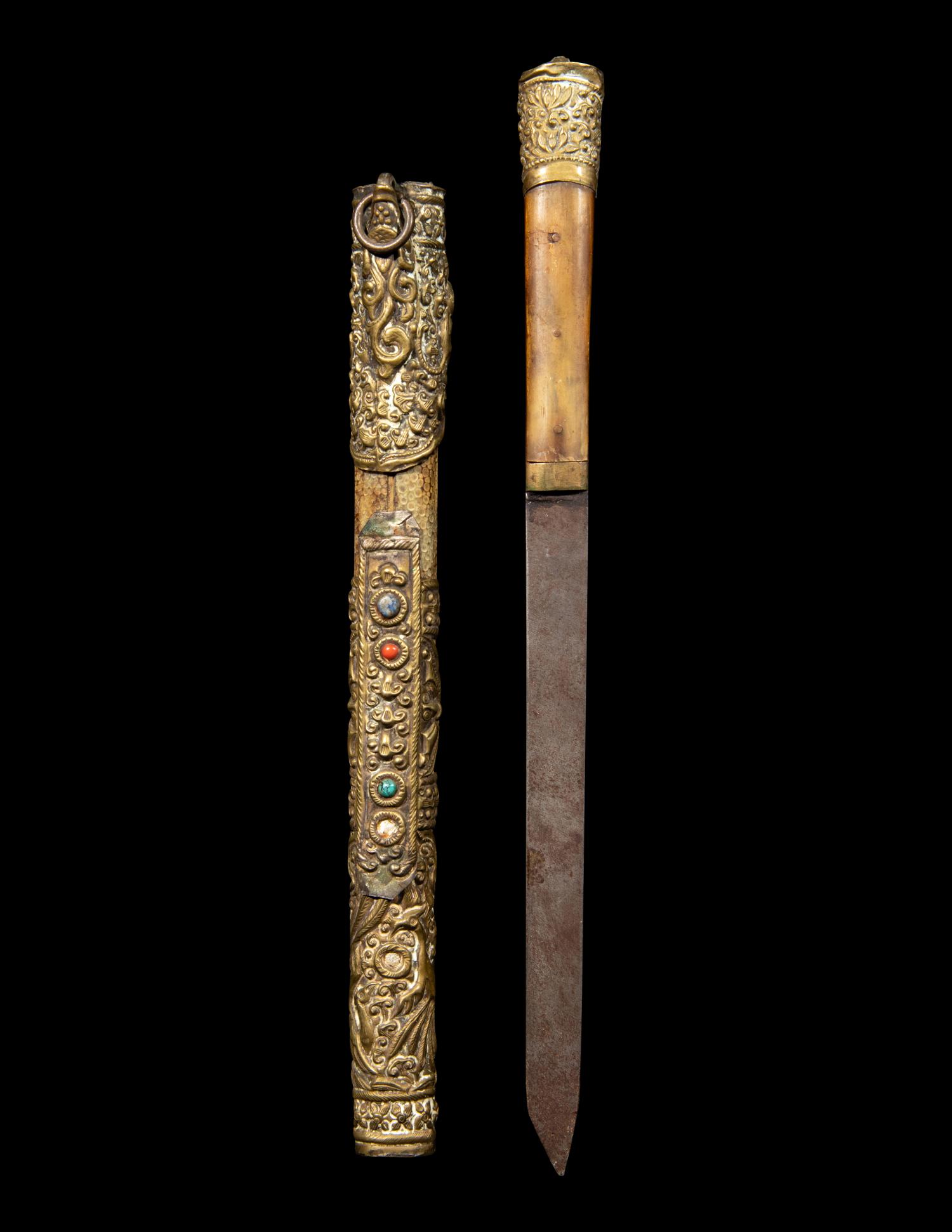 Three Chinese and Tibetan Metal Knife Sets