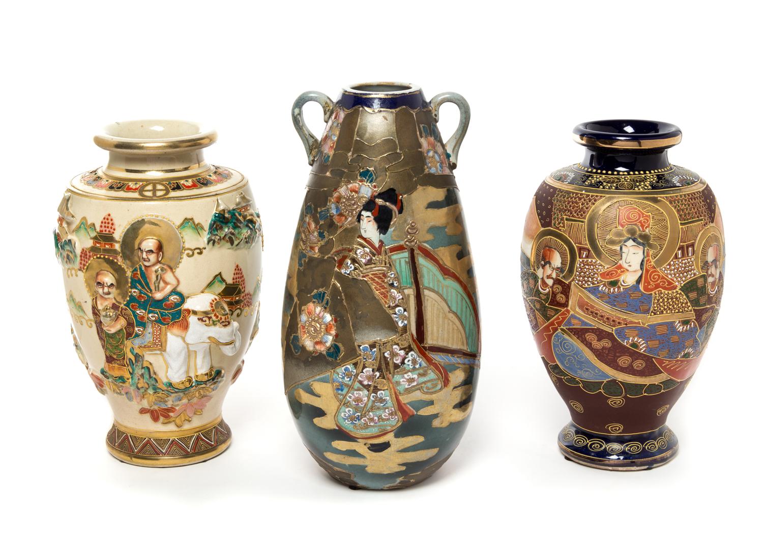 Three Japanese Porcelain Vases Height of tallest 15 inches. — 20TH CENTURY