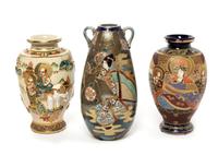 Three Japanese Porcelain Vases Height of tallest 15 inches. — 20TH CENTURY