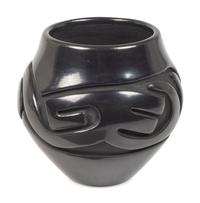 Carved Blackware Pottery Jar