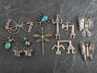 Navajo Silver Bug and Figural Jewelry