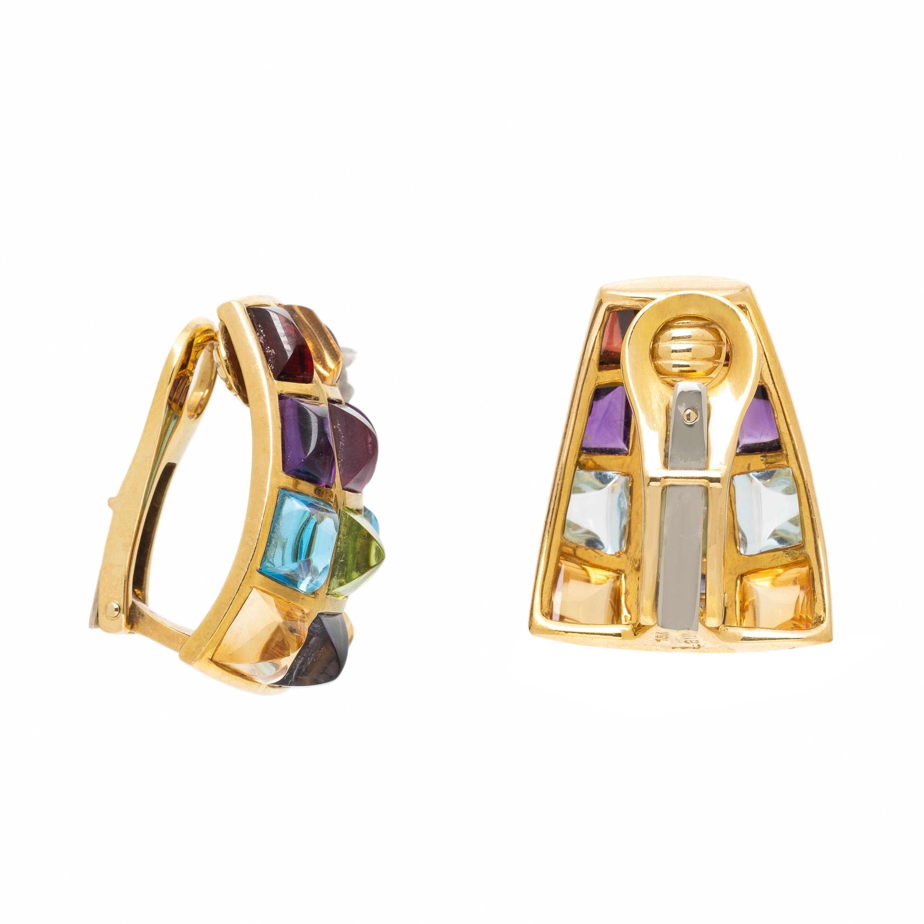 Laura Munder, Multigem and Yellow Gold Earrings
