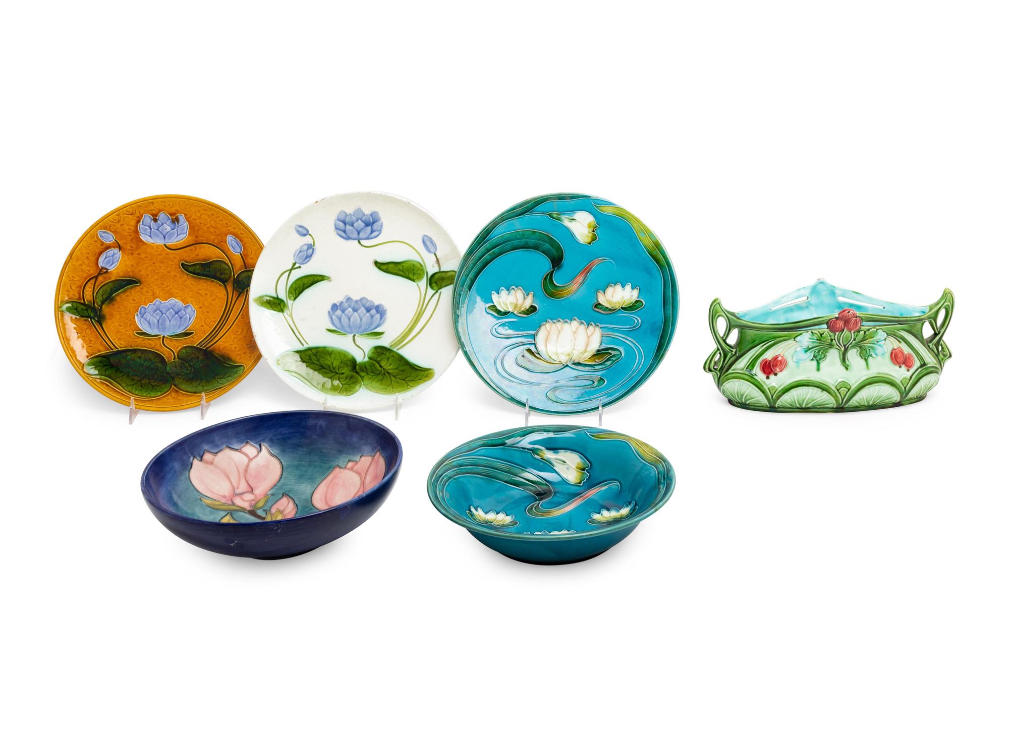 Six European Majolica Table Articles