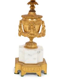 A Pair of Louis XVI Style Gilt Bronze and Marble Urn-Form Table Lamps