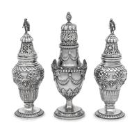 A Set of Three Silver Sugar Casters