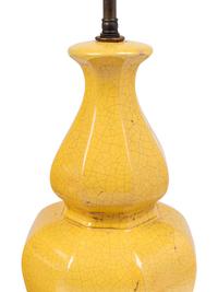 A Pair of Yellow Glazed Pottery Lamps