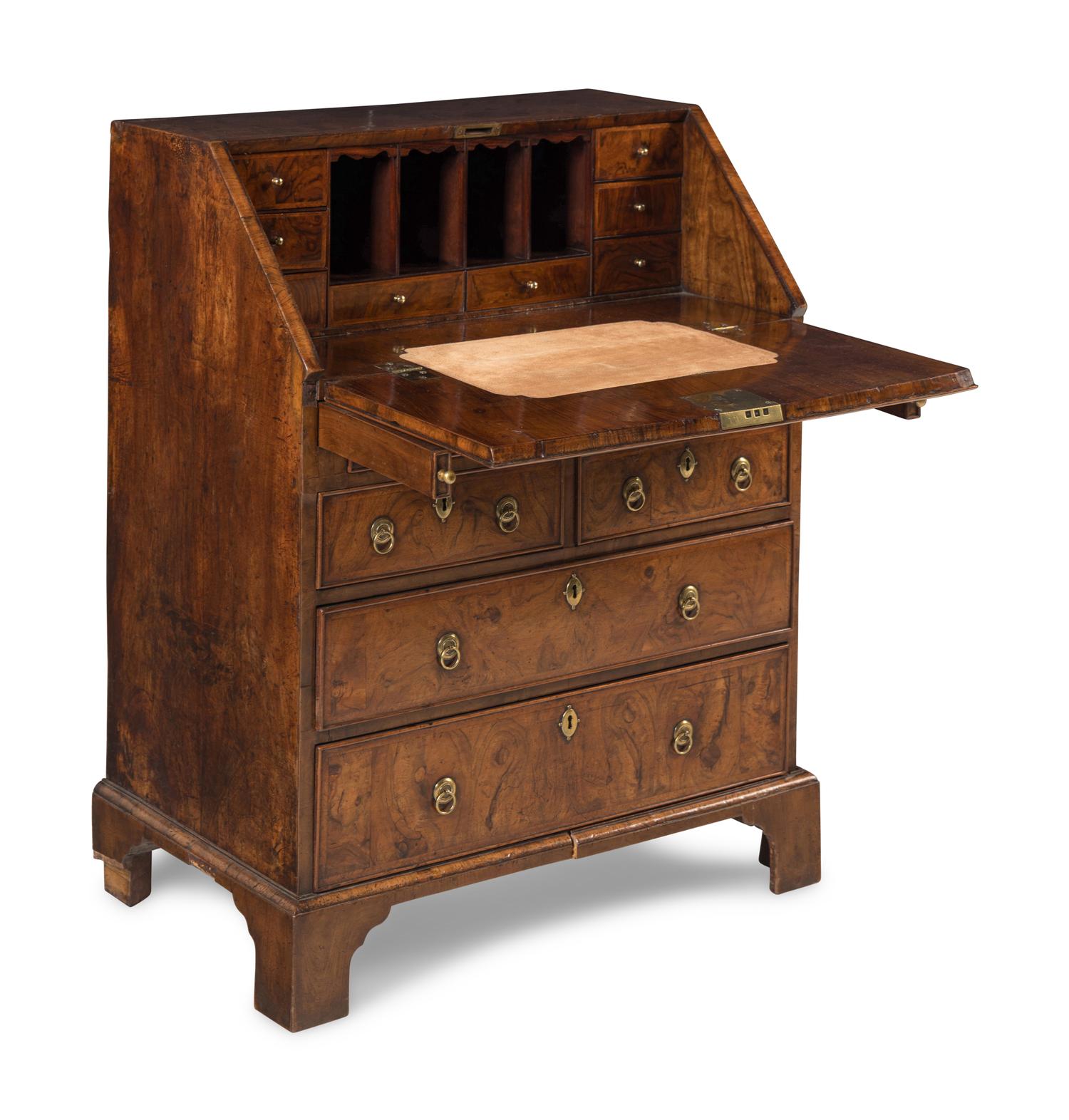 A George II Walnut Slantfront Bureau