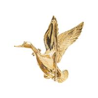 YELLOW GOLD AND MULITGEM DUCK BROOCH