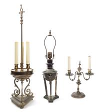 A Group of Three Table Lamps Height of tallest 19 inches.