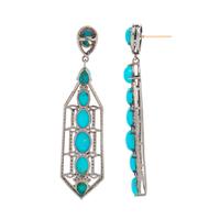 TURQUOISE, TANZANITE AND DIAMOND EARRINGS