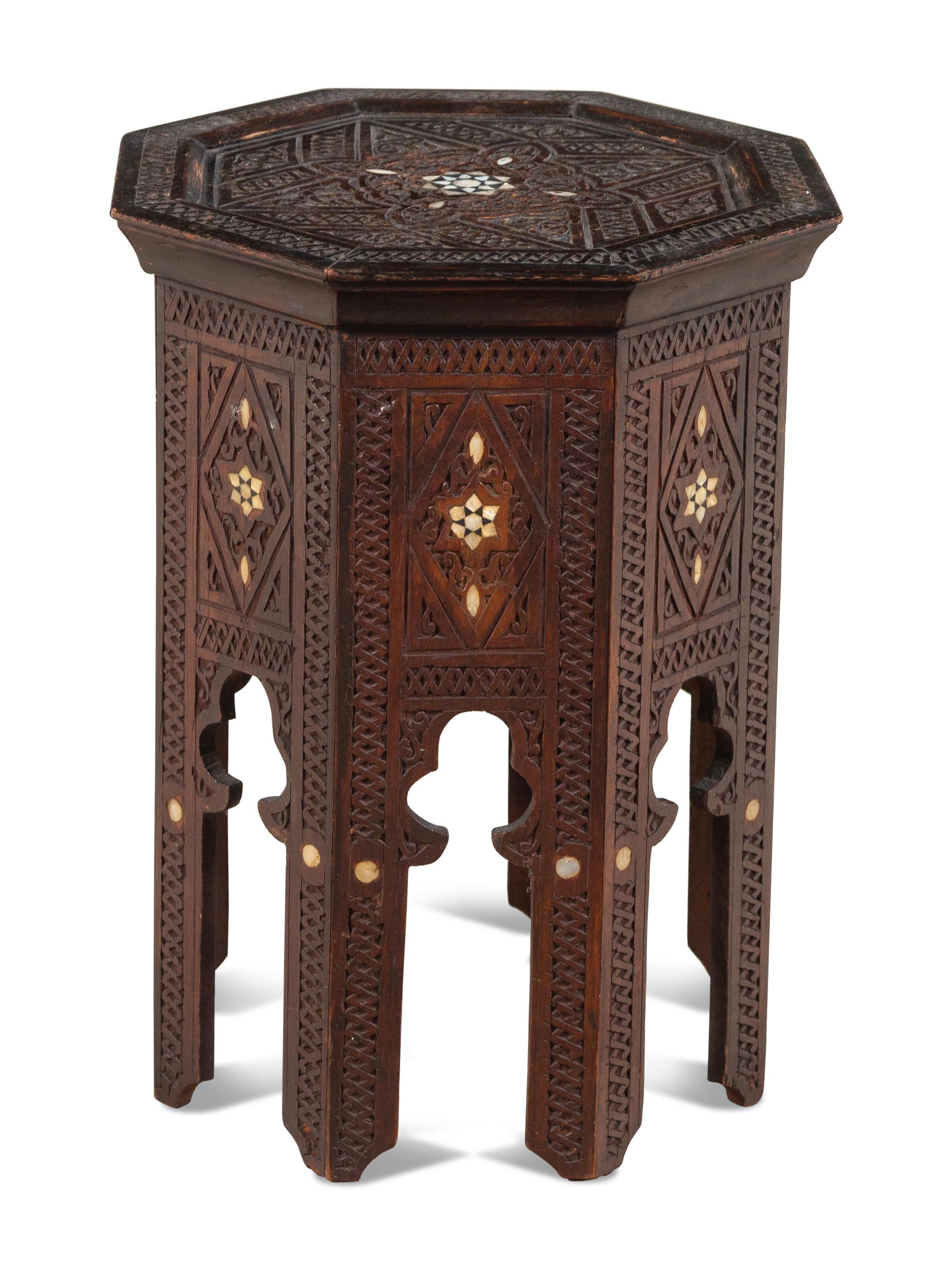A Moroccan Style Mother-of-Pearl Inlaid Side Table