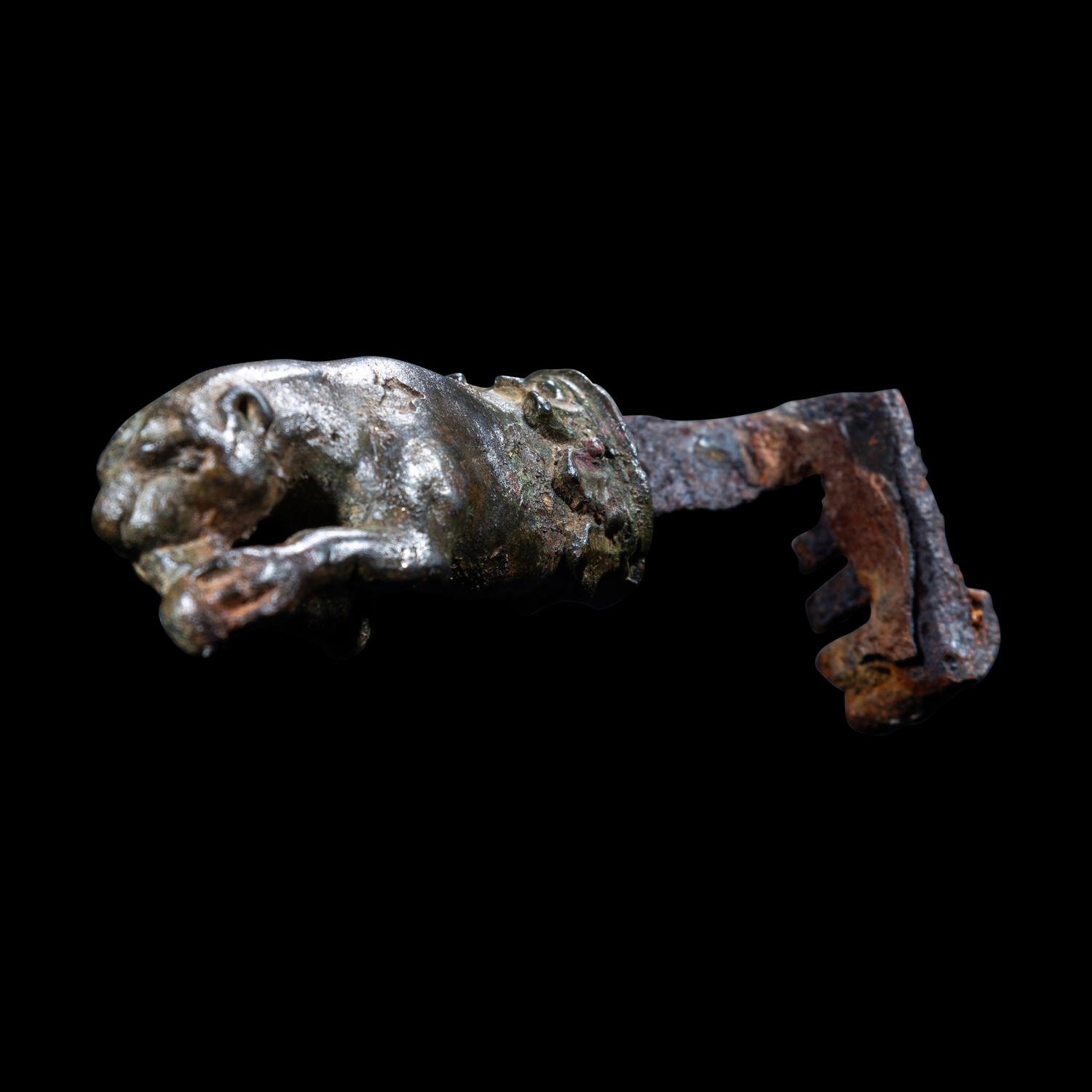 A Roman Bronze Key in the form of a Lion