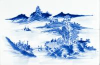 A Set of Four Blue and White Porcelain Inset Hanging Panels