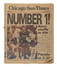 Mike Ditka's Personally Owned January 27, 1986 Chicago Sun-Times Featuring Multiple Autographs from Members of Super Bowl XX Championship Team,