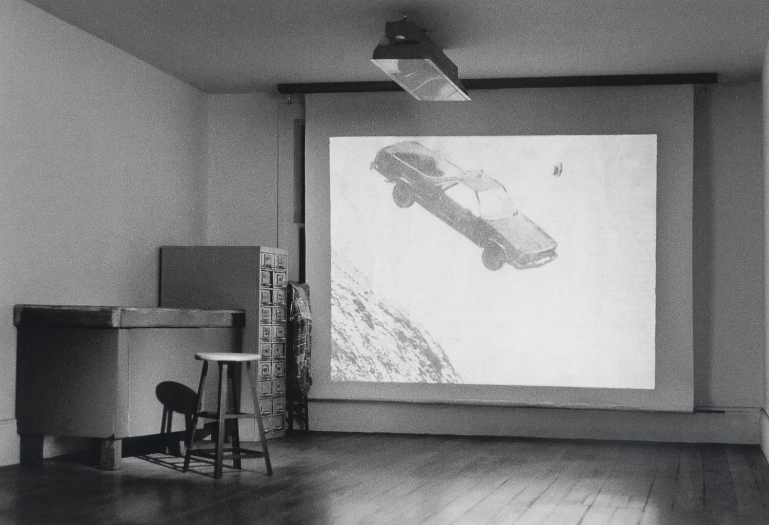 Four works from Studio Projections, 1979 (Number 17, Car Crash; Number 22, Beauty Treatment; Number A1, Village ; and Number A3, Dust Storm); printed 2013
