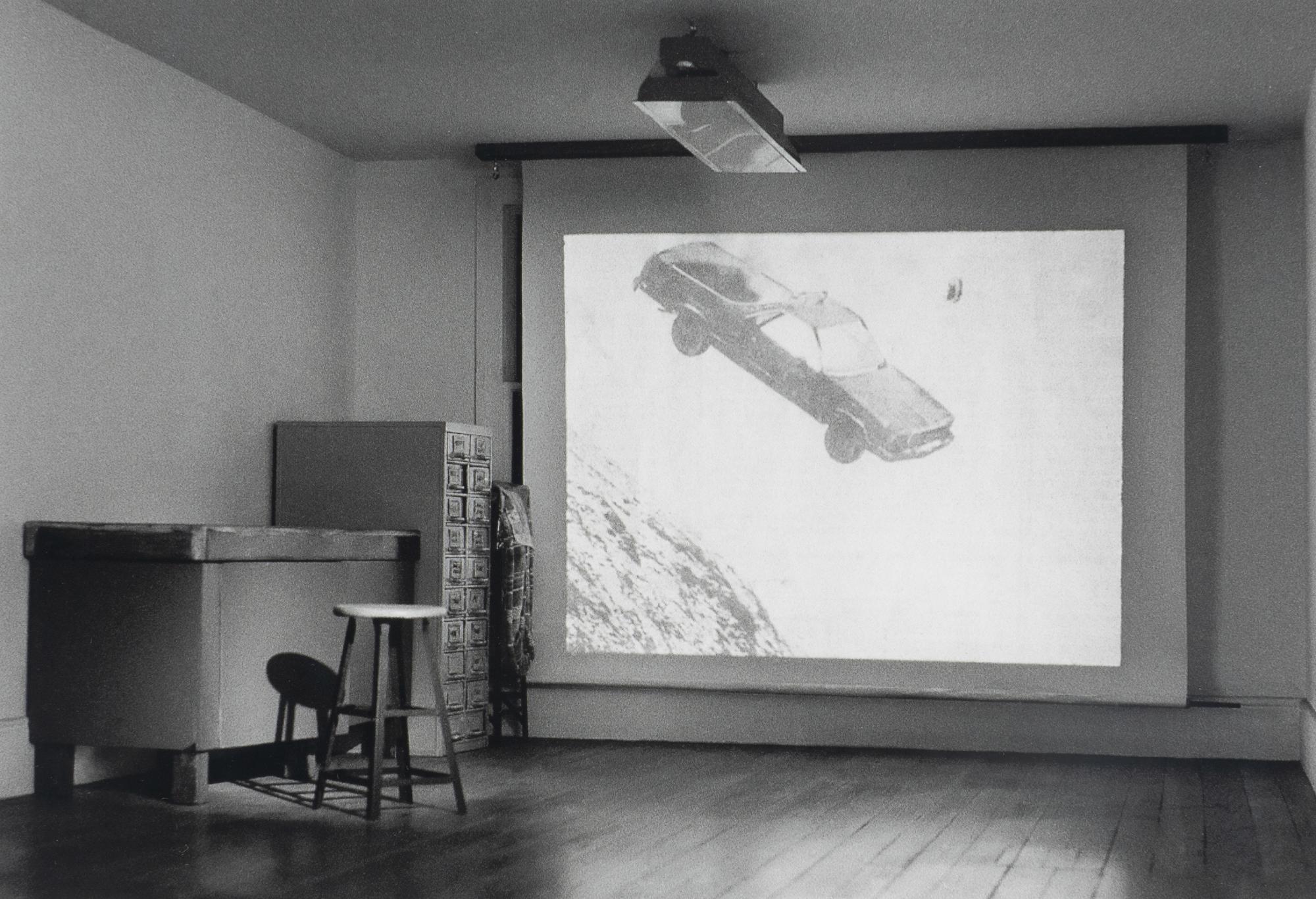Four works from Studio Projections, 1979 (Number 17, Car Crash; Number 22, Beauty Treatment; Number A1, Village ; and Number A3, Dust Storm); printed 2013
