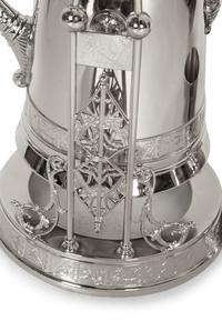 A Victorian Style Silver-Plated Tilting Pitcher and Goblet on Stand