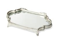 A Silver-Plate Table Plateau and a Pair of Cut Glass Decanters