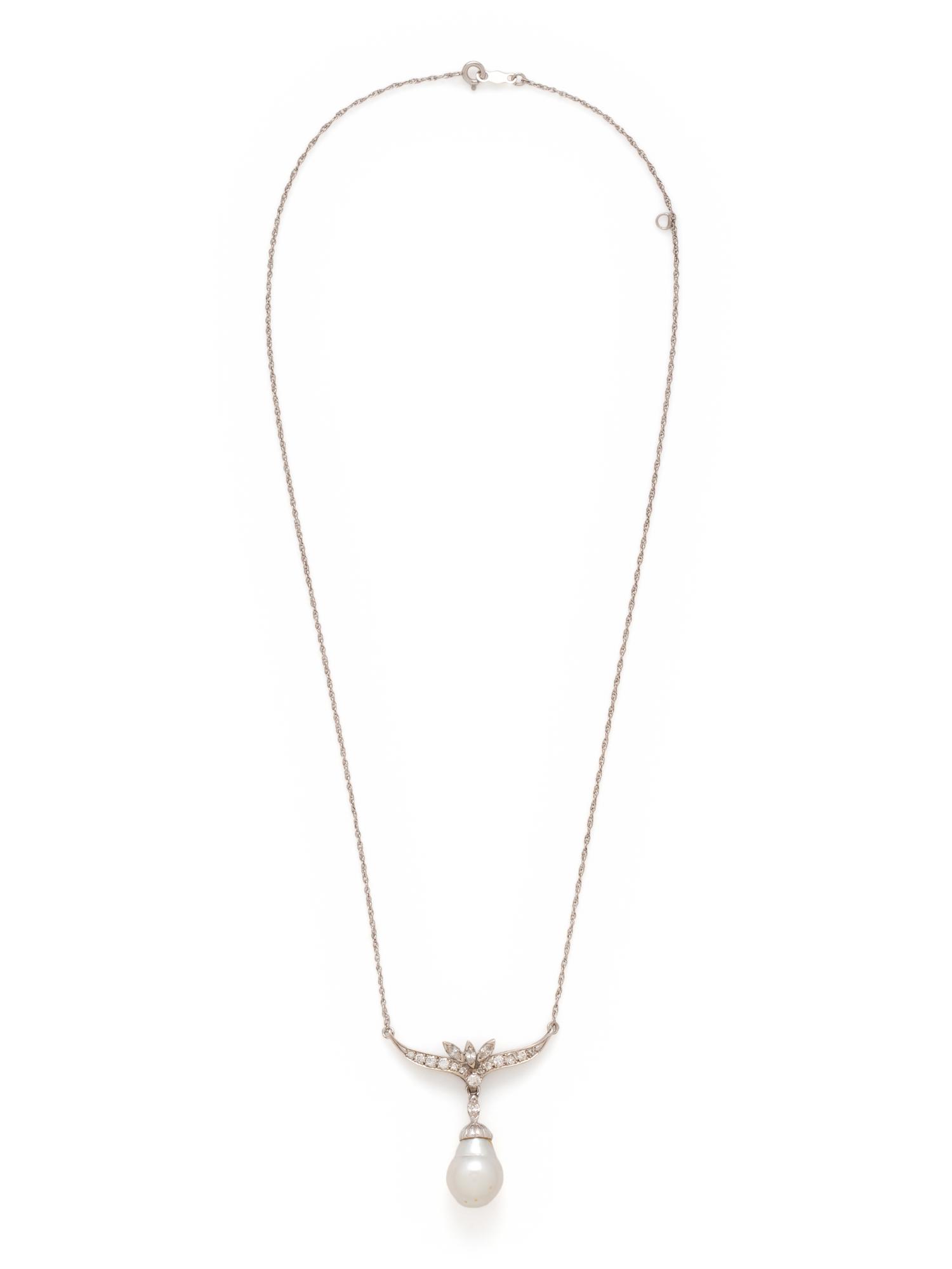 CULTURED BAROQUE PEARL AND DIAMOND NECKLACE
