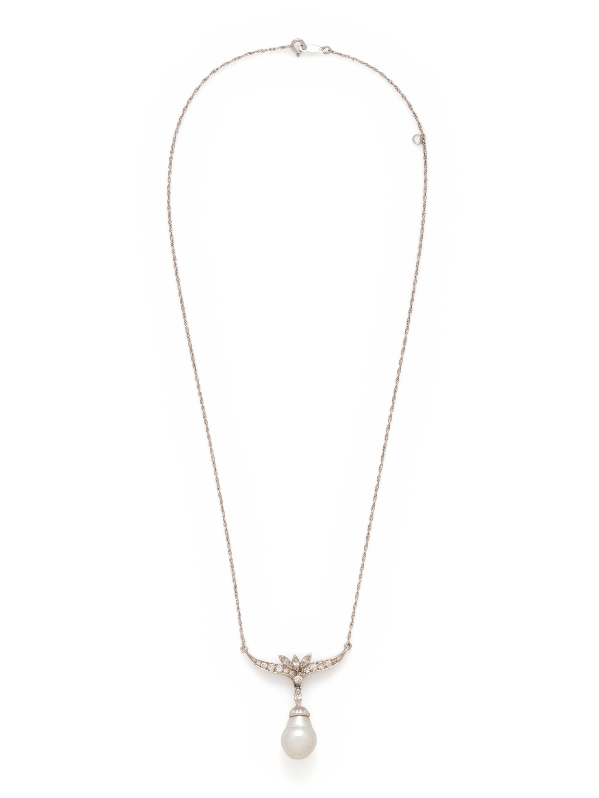 CULTURED BAROQUE PEARL AND DIAMOND NECKLACE