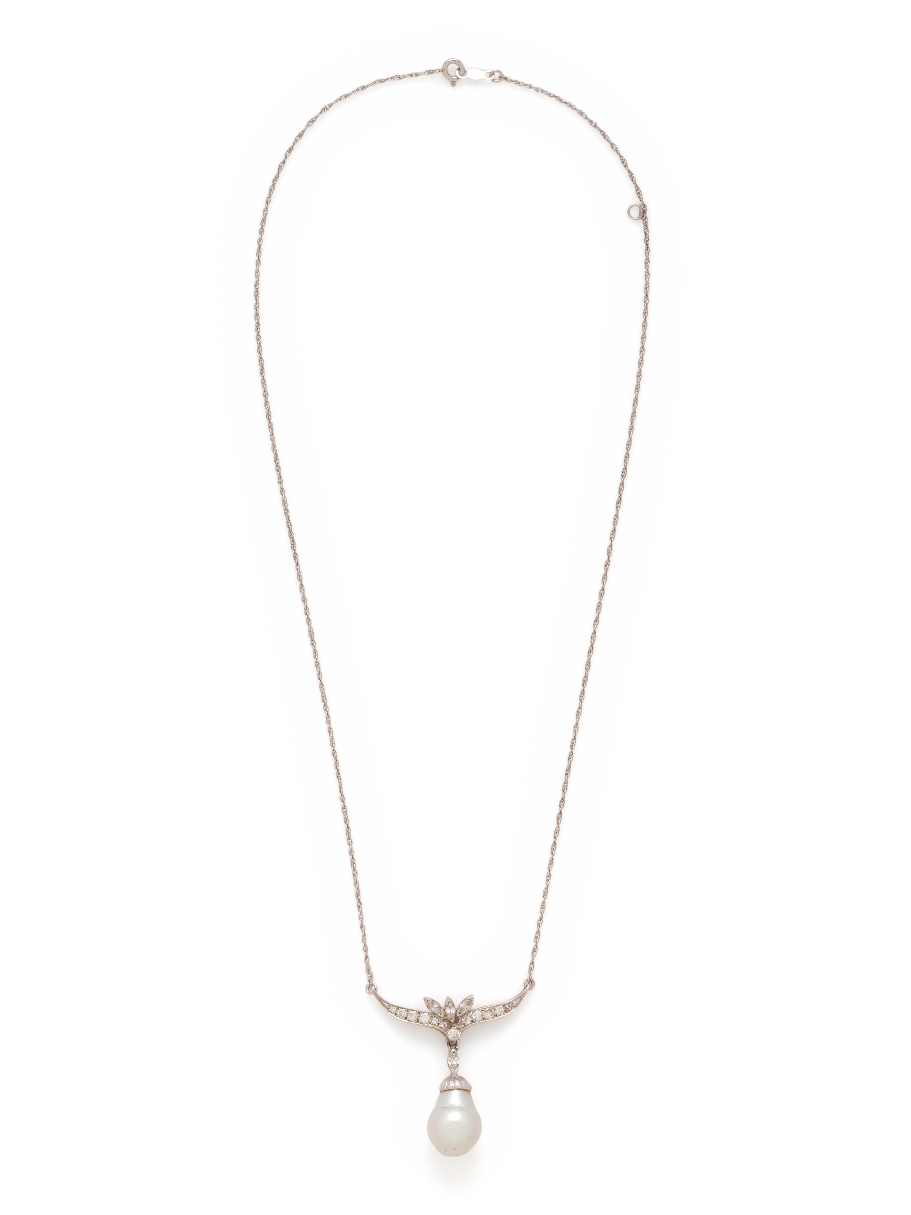 CULTURED BAROQUE PEARL AND DIAMOND NECKLACE