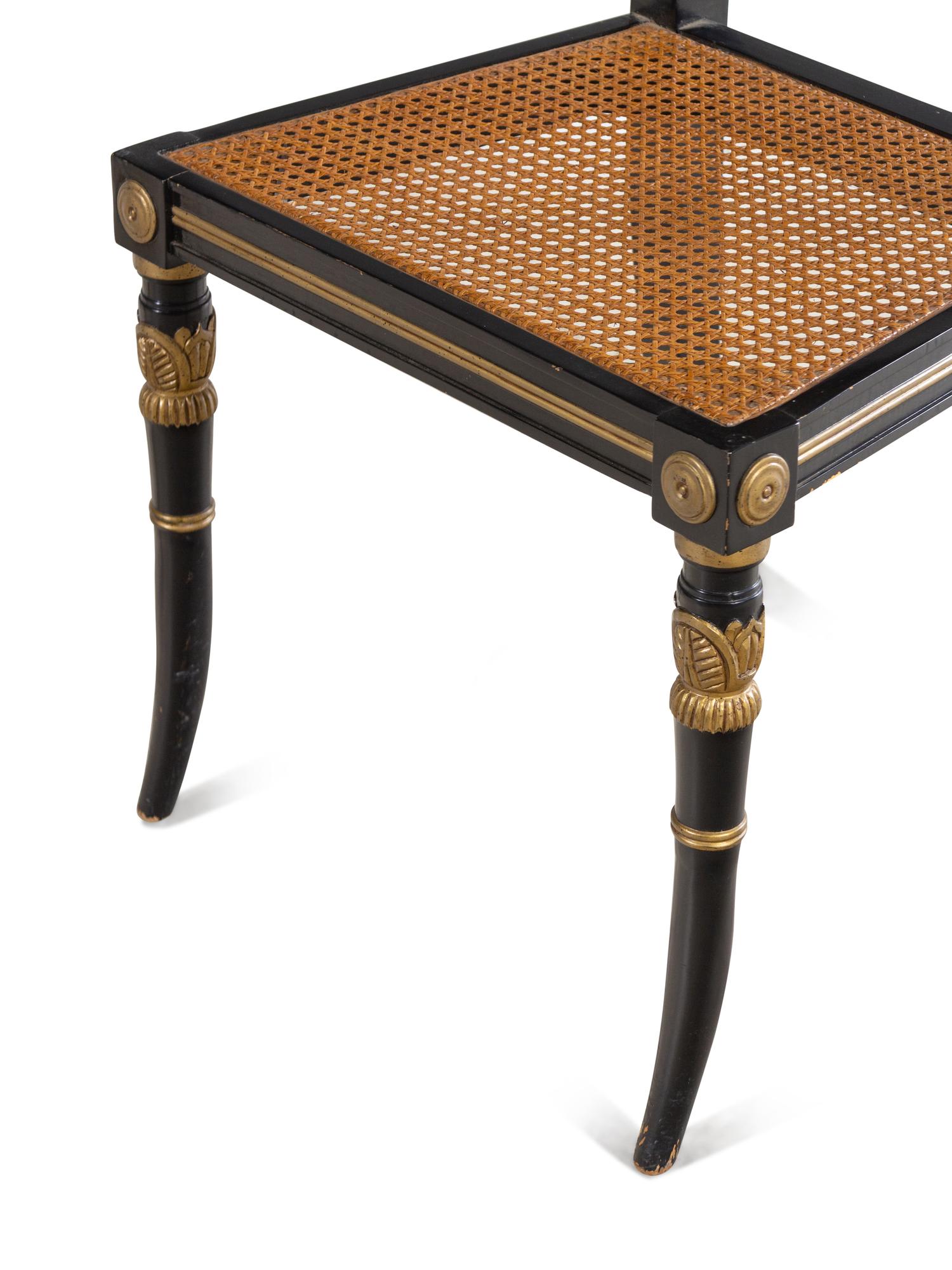 A Set of Ten Regency Style Painted Dining Chairs